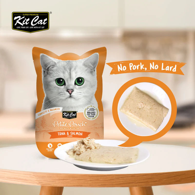 Kit Cat Petite Pouch - Tuna & Salmon In Aspic Wet Cat Food - 70G