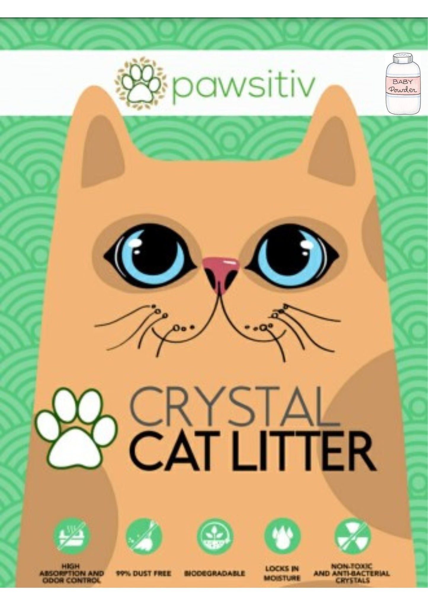 Pawsitiv Premium Silica Crystal Gel Litter for Cat - 8L - Baby Powder