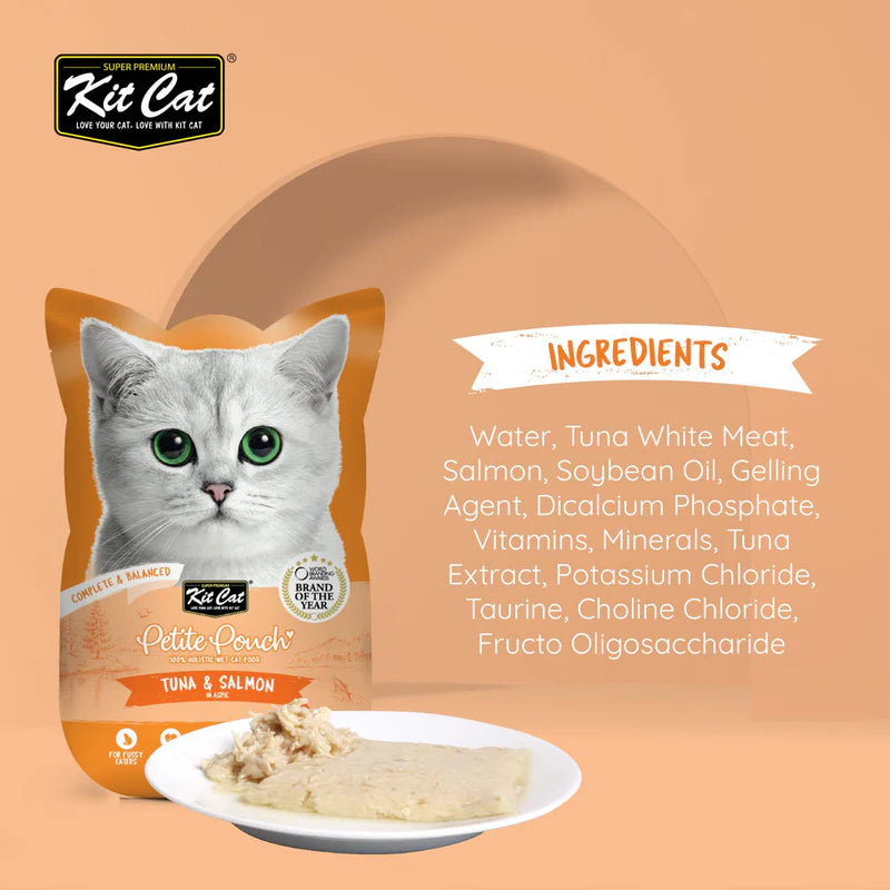 Kit Cat Petite Pouch - Tuna & Salmon In Aspic Wet Cat Food - 70G