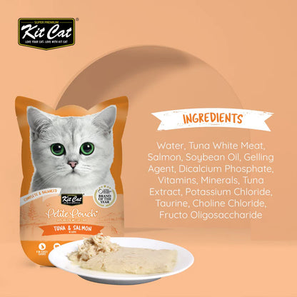 Kit Cat Petite Pouch - Tuna & Salmon In Aspic Wet Cat Food - 70G