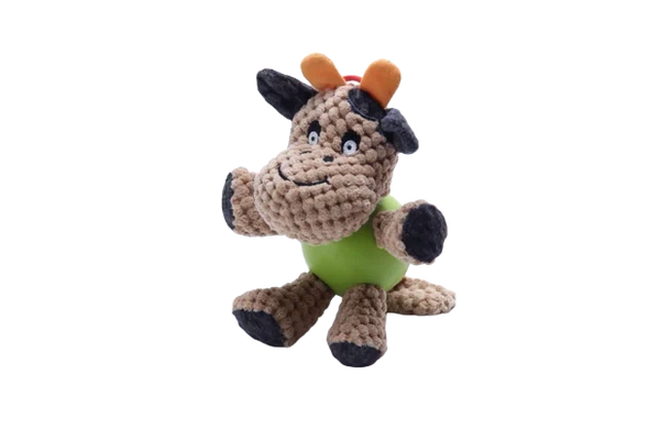 Apricot Cow with Rubber Ball and Squeaky - Small (40)
