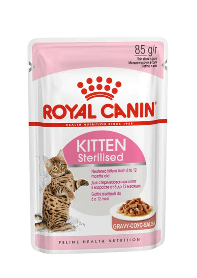 Royal Canin Kitten Sterilised in Gravy Wet Food - 85G (Pack of 12)